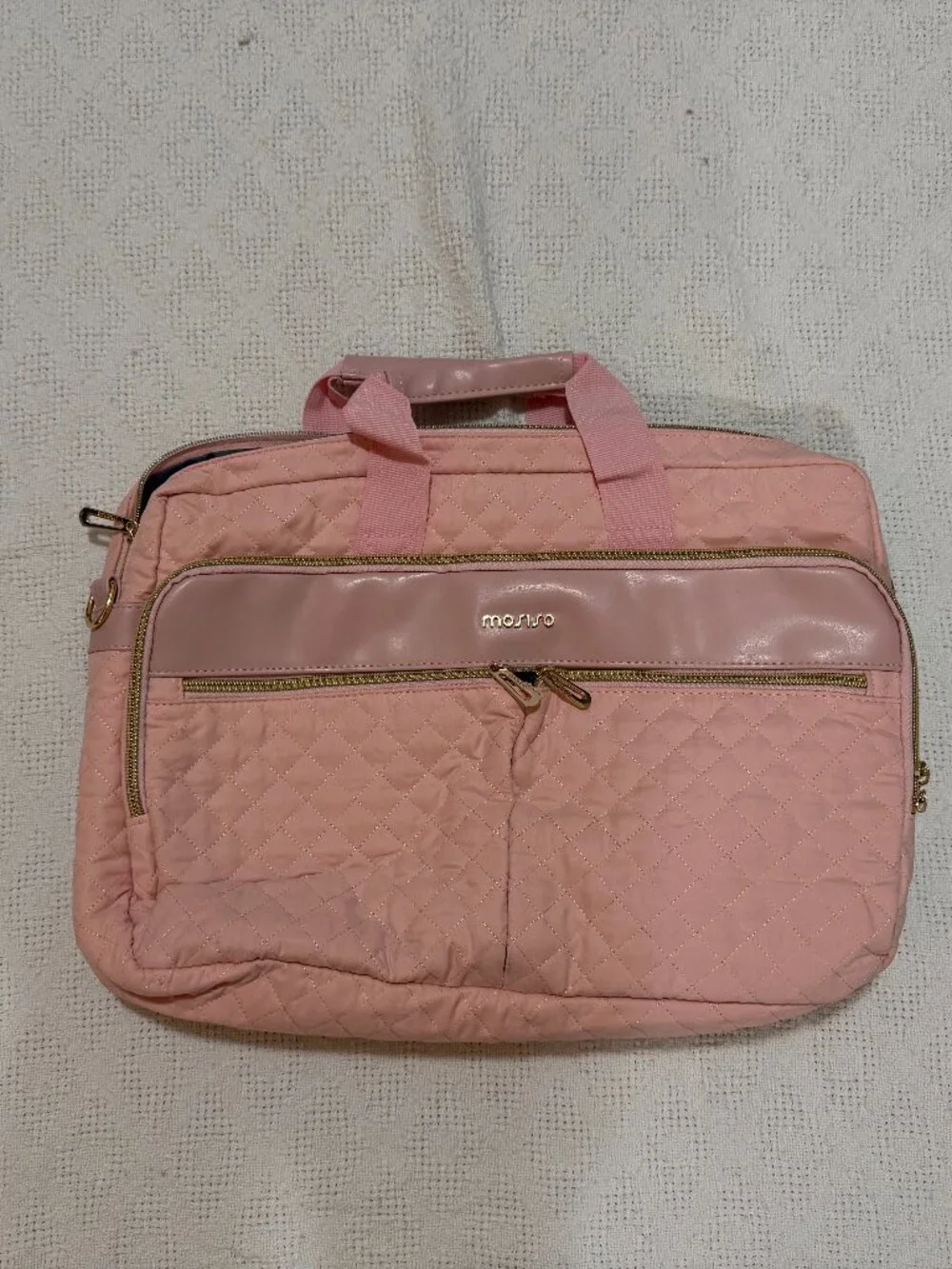 Momo Pink Quilted Laptop Computer Bag Briefcase